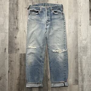 VTG 70s/80s Levis Redline Selvedge Jeans Lightwash Faded Denim Button Fly 31x29